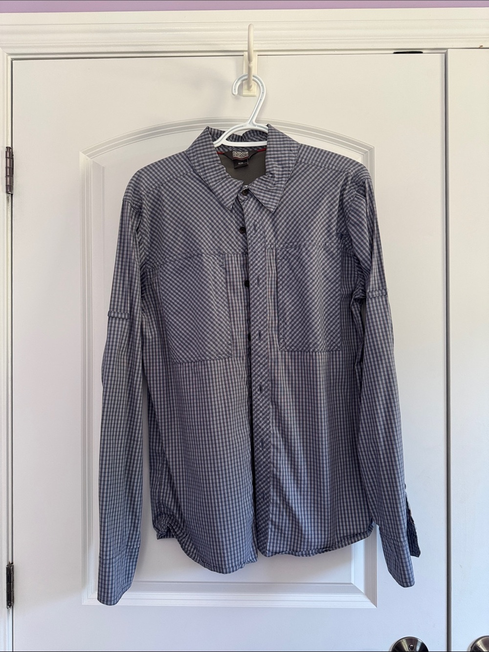 Outdoor Research Men's Blue Gingham Casual Button-Down Shirt